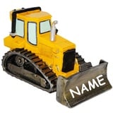 alles-meine.de GmbH große Spardose - Planierraupe/Bagger/Bolldozer - incl. Name - stabile Sparbüchse aus Kunstharz/Polyresin - Fahrzeug - Sparschwein - für Kinder & Erw..