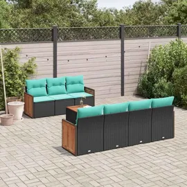 vidaXL Gartensofa-Set 8-tlg. schwarz