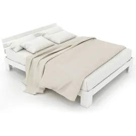 ULIFE Massivholz-Doppelbett 140 x 200 cm Weiß