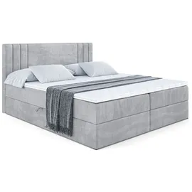 altdecor BOXBETT mit Matratze H3 und Lattenrost, - IDRIKO - 160x200 cm Hellgrau