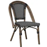 4er-Set Französischer Rattanstuhl | Schwarz | Stapelbar | Rattan | Bistro Rattanstuhl, Gastro Rattanstuhl, Outdoor Rattanstuhl