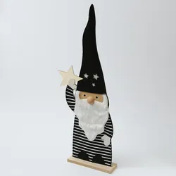 Weihnachtsmann - Dekofigur - Holz - Filz - stehend - H: 87cm - Streifen und Ster...