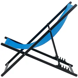 Beliani Liegestuhl Locri II 60 x 79 x 95 cm blau/schwarz klappbar