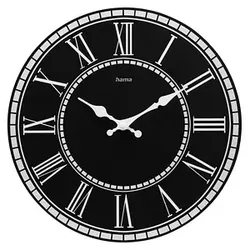 hama Wanduhr Rab schwarz Mitteldichte Holzfaserplatte (MDF), Ø 30,0 cm