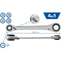 BRILLIANT TOOLS Doppel-Ratschenringschlüssel 4 in 1 10 x 13, 17 x 19 mm