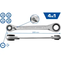 BRILLIANT TOOLS Doppel-Ratschenringschlüssel 4 in 1 10 x 13, 17 x 19 mm