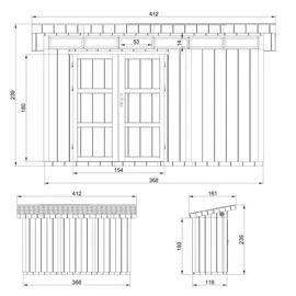TIMBELA Gartenhaus 1,61 x 4,11 m Grau