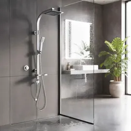 Tectake tectake® Aluminium Regenduschsystem, Chrom-Optik, zusätzliche Handbrause, Antikalktechnik