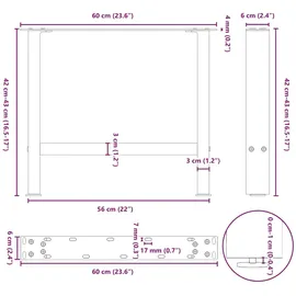 vidaXL Couchtischbeine Anthrazit 2 Stk. 60x(42-43) cm Stahl