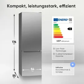 Bomann KG 7369 Kühl-Gefrierkombination (262 l, 1760 mm hoch, Silber)
