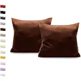 DecoKing 2 Kissenbezüge 40x40 cm Jersey Baumwolle Reißverschluss Schokolade braun Amber