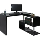 MCW Design Eckschreibtisch MCW-A68, Bürotisch Schreibtisch, hochglanz drehbar 120x60cm ~ schwarz