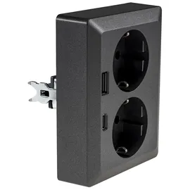 ChiliTec Schuko-Steckdose 2-fach Anthrazit 2 St.