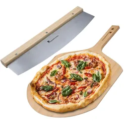 Masterpro - Set bestehend aus Pizzaschneider und Holzschneidebrett