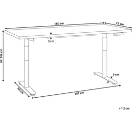 Beliani Schreibtisch Elektrisch höhenverstellbar DESTINAS Schwarz / Hellbraun 180 cm 72 cm