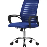 ML-Design Bürostuhl ergonomisch, Blau, Höhenverstellbarer Schreibtischstuhl mit Armlehnen, Computerstuhl mit atmungsaktiver Netzbespannung,