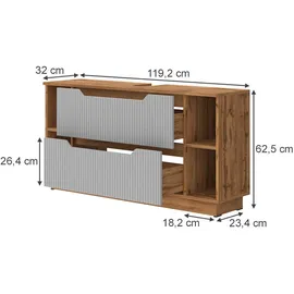 Vicco Waschbeckenunterschrank Lotta 2 Schubladen 119,2 x 62,5 x 32,0 cm Grau