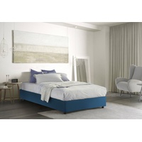 Doppelbett Adele, Containerbett mit Stoffbespannung, 100% Made in Italy, Frontöffnung, inklusive Matratze 140x190 cm, Blau - Blau