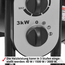 Hecht 3422 Heizlüfter 2in1 Ventilator | 3000 W | bis 40 m2 | Isolierter Tragegriff | Thermostat - Schwarz