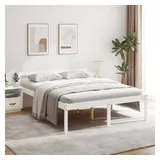 furnicato Bett Seniorenbett Massivholz Weiß 205,5x165,5x70,5 cm (1-tlg), Pflegebett mit hoher Sitzhöhe, Kopfteil und integriertem Stauraum weiß 165.5 cm x 205.5 cm x 70.5 cm