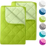 wometo 2 Stück Microfaser Sommer Steppbett im Wende-Design 135x200 – grün und hellgrün kochfest 95° Leichtsteppbett für Camping cm