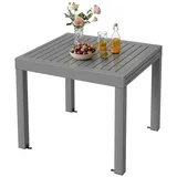 GUNJI Gartentisch Esstisch ausziehbar 80/160 x 75cm Gartentisch wetterfest und rostfrei (Stabiler Aluminiumrahmen, ausziehbares Teil 80*160/130*260 cm, geeignet für mehrköpfige Familien und Potlucks mit passenden Stühlen) grau 80 cm