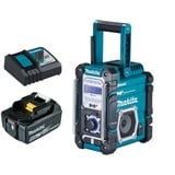 Makita DMR112 + 1x 18V 5Ah BL1850 Akku + DC18RC Akku-Baustellenradio mit DAB+ und Bluetooth