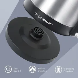Aigostar 1,7 L, Wasserkocher Edelstahl , 2200W Elektrischer Wasserkocher mit Kalkfilter, Schwarz