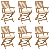 vidaXL Klappbare Gartenstühle 48,2 x 57 x 91 cm beige 6 St.