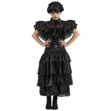 CHAKS Kostüm Wednesday Addams Family Ballkleid Kostüm für Kinder schwarz 128 (7-8 Jahre)