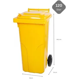 Proregal SuperSparSet 2x PROREGAL 2-Rad-Mülltonne, MGB | HDPE-Kunststoff | 120 Liter, | Gelb & Grau/Schwarz - Gelb