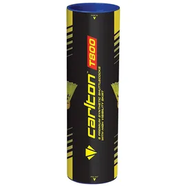 Dunlop Carlton Badmintonball Tournament T800, Gelb – Rot, schnell (78 Grains), für Junioren und Vereinsspieler (1x6er Dose)
