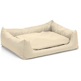 Juelle Hundebett aus Kunstleder Hundebett Kuschelbett Sofy Rex S-XXL (120x90cm, Ecru)