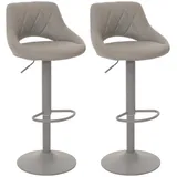 Mendler 2er-Set Barhocker HWC-N64, Barstuhl Tresenhocker, Fußablage drehbar, Kunstleder Metall ~ grau