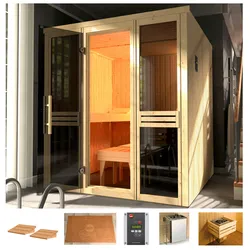 Sauna WEKA "Classic", beige (natur), Saunaofen, externe Steuerung, 7,5 kW, Saunen, 7,5 kW Ofen mit ext. Steuerung, Fenster