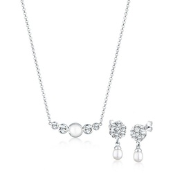 Elli Premium Schmuckset mit Perle und Kristalle 925 Silber silberfarben