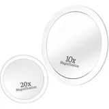 Mirrorvana Vergrößerungsspiegel Set 20fach und 10fach mit Saugnapf, Runder Kosmetikspiegel für Badezimmer, Schminkspiegel 15 cm und 10 cm