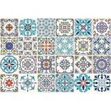 Fliesenaufkleber, selbstklebend, Zementfliesen, Wanddekoration, Fliesenaufkleber für Bad und Küche, Zementfliesen, Wandaufkleber, 10 x 10 cm, 24 Stück