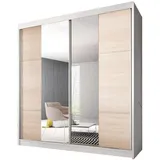 Möblo Schiebetürenschrank, Weiß, Holzwerkstoff, Rechteckig, 233x218x61 cm, Schlafzimmer, Kleiderschränke, Schwebetürenschränke