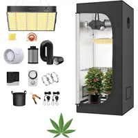 JUNG Growbox Komplettset Anbau Set mit LED Vollspektrum Grow Lampe Dimmbar, 120x120x200 cm, mit Ventilator, Abluft Aktivkohlefilter, Growzelt Anzucht Gewächshaus, Grow Tent Complete Set