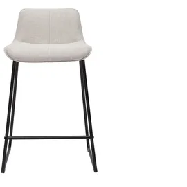 miliboo Barhocker in beigem Stoff mit Samteffekt und Metall H65 cm (2er-Set) BOOST