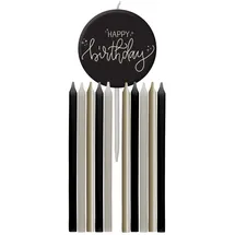 Folat Crème Noir Kerzen Set 9,5 cm 11 St. schwarz