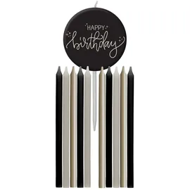 Folat Crème Noir Kerzen Set 9,5 cm 11 St. schwarz