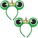 EUPSIIU 2 Stück Haarreif Froschkönig Märchen Kopfschmuck, Froschkostüm, Haarreifen Froschkönig Haarreif mit Froschaugen und Krone, für Kinder & Erwachsene Partys Cosplay Kostüm