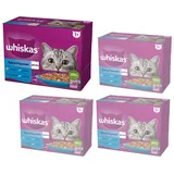 Whiskas Adult 48x85g Fish Delicacies Nassfutter für ausgewachsene Katzen in Gelee mit: Lachs, Thunfisch, Kabeljau, Weißfisch)