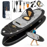 GUNJI Inflatable SUP-Board Stand-up Paddleboard 320*80*15 cm mit Paddel und Pumpe, (2-in-1 aufblasbares Stand Up Paddle Board Set, aufblasbare Stand Up Paddle Boards Surfboards Belastbarkeit bis zu 130 kg Farben verfügbar) schwarz