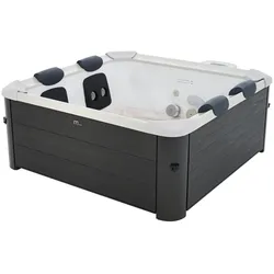 Halbfester Whirlpool für 6 Personen mit LED-Beleuchtung & Zubehör - Anthrazitgrau - 128 Düsen - 160 x 160 x 65 cm - NAPUKA von MSPA