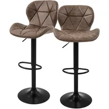 ML-Design Barhocker 2Er Set Kunstleder Braun Barstuhl mit Rückenlehne Fußstütze