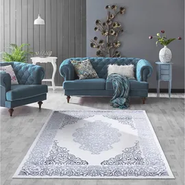 Mozato Novel Läufer Eleysa, Weiß, Hellgrau, Textil, orientalisch, rechteckig, 80x300 cm, in verschiedenen Größen erhältlich, pflegeleicht, Teppiche & Böden, Teppiche, Teppichläufer