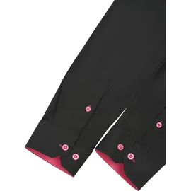 RUSTY NEAL Langarmhemd RUSTY NEAL, Herren, Gr. 4XL, EURO-Größen, schwarz (schwarz, pink), 60% Baumwolle, 37% Polyester, 3% Elasthan, unifarben, Hemden, mit Krawatte